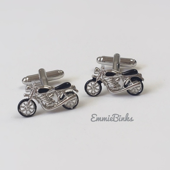 New Mens 2 Piece Motorcycle Silver Cufflinks - Harley Vintage Biker Accessories - Picture 4 of 12